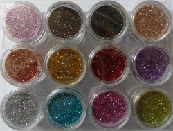 12 Farben Glitter Puder-Set für Nailart Design**NR. 16